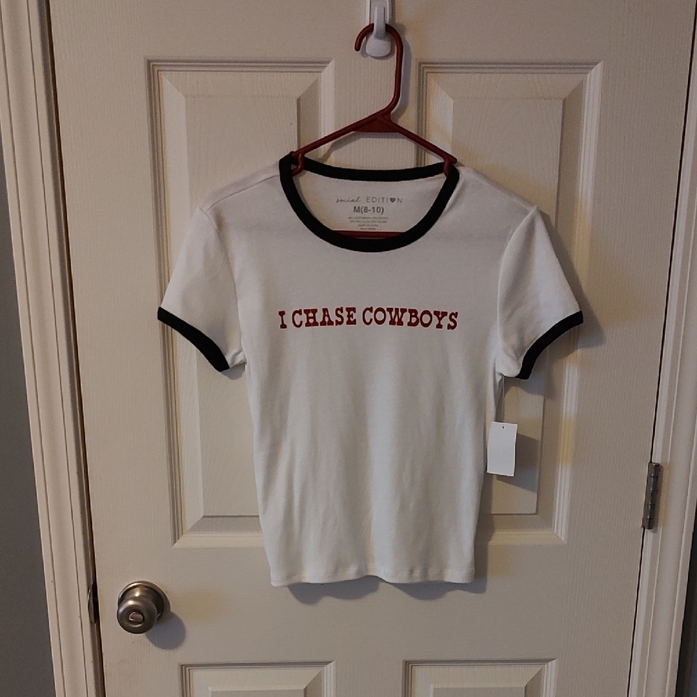 Social Edition White T-Shirt with Red Text